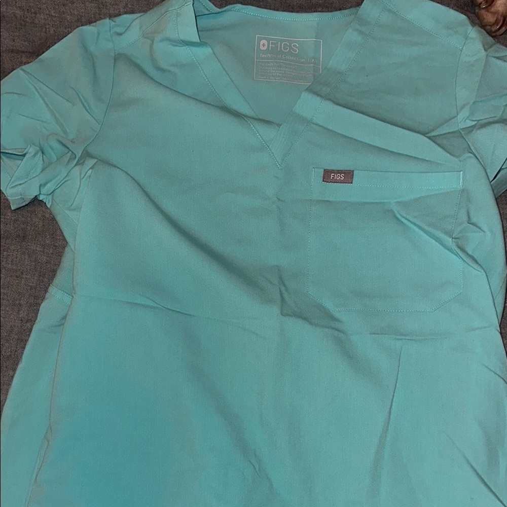 Figs Teal Scrub Top
